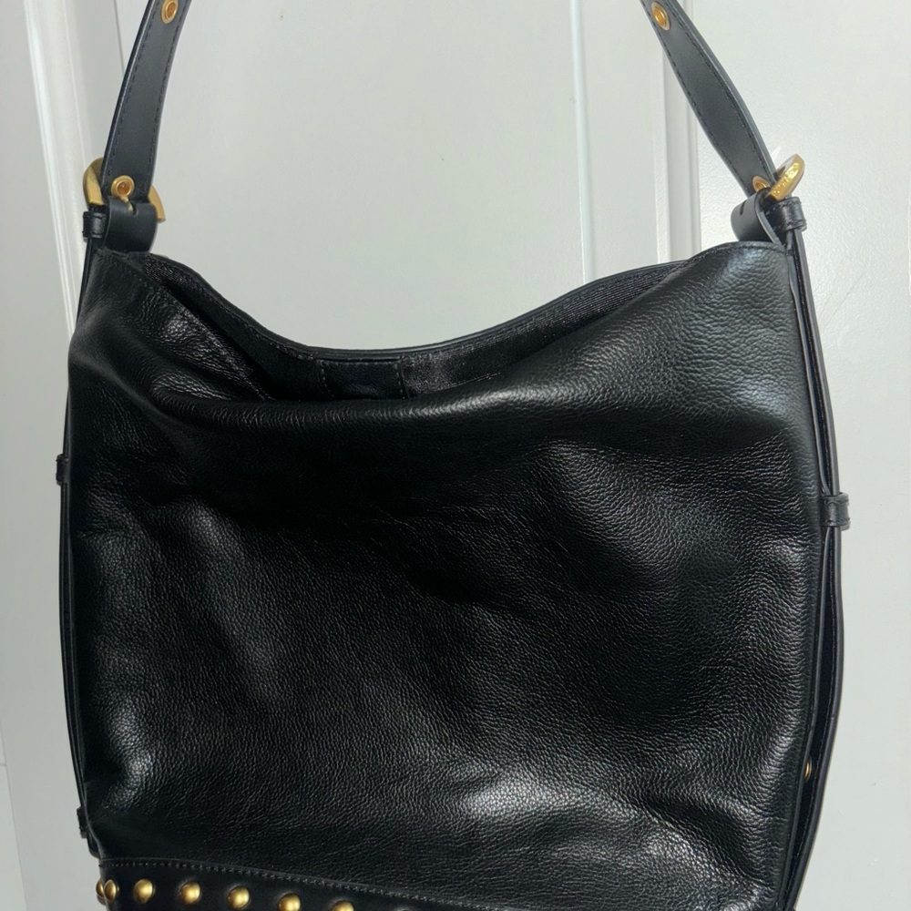 Vince Camuto Black and Gold Shoulder Bag with Studded Details